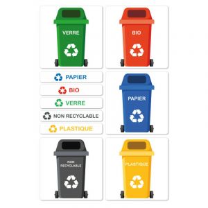 Signaletique.biz France - tiquettes adhésives pour poubelles de tri sélectif (I0888) - 50 x 50 mm