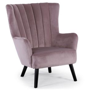 Image de Menzzo Fauteuil scandinave Vidal en Velours Rose