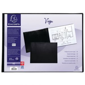 Image de Exacompta Lot de 5 protège-documents PVC - 40 vues - vega opaque - A3 - Noir - 88330E