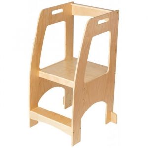 Image de Mamabrum Tour D'apprentissage Marchepied pour Enfants avec Barri&egrave;res - Marchepied, 2 Niveaux - Charge max 100 kg - Bois Massif