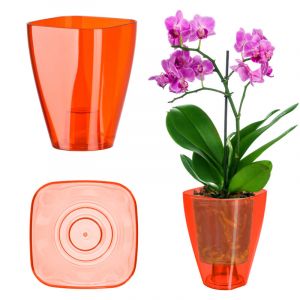 Kadax - Pot de fleurs, mince et simple pour orchidée, marguerite, pour cuisine et salon, diamètre 9 cm, rectangulaire, rouge