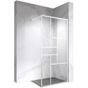 INEA Paroi douche Italienne blanche 90 x 200 cm style atelier, verre s&eacute;rigraphi&eacute; 8mm