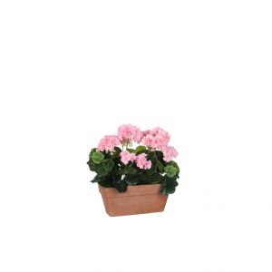 Géranium rose plante artificielle en jardinière Terra 29x13x40 cm