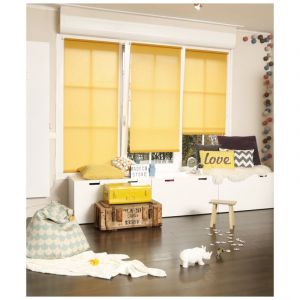 Madécostore Store Enrouleur Tamisant Uni Sans percer - Jaune - L46 x H170cm