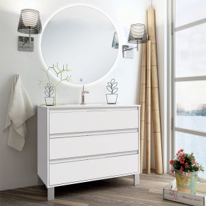 -21% - Cosyneo - Meuble de salle de bain - TIRIS 3C et miroir Led SOLEN - 80cm