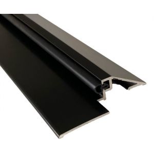 Seuil de porte pmr (Norme Handicap) aluminium avec joint et découpe d'angles (Laqué noir, 730mm) Homewell