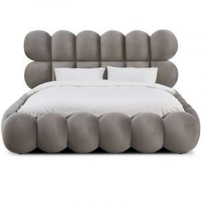 Menzzo Lit-coffre design boule Bilbola avec sommier relevable 180x200cm Velours Gris
