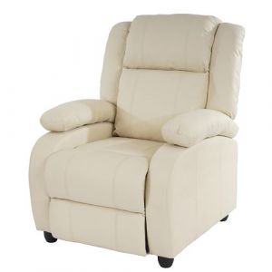 Fauteuil de télévision, fauteuil relax Lincoln, relaxation, similicuir ~ crème