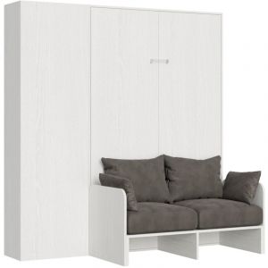 Canapé convertible Kentaro 120 en frêne blanc avec colonne gauche-droite (ALESSIA 20)