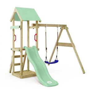 Wickey Aire de jeux avec toboggan TinyWave vert pastel