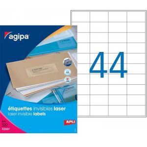 Agipa 130142 - 4400 étiquettes polyester transparentes, format 48,5 x 25,4 mm (100 feuilles / cdt)