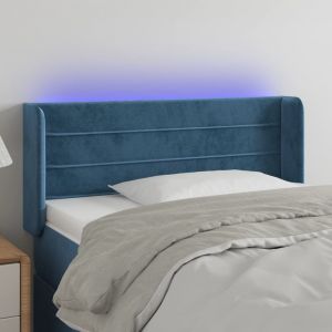 VidaXL Tête de lit à LED Bleu foncé 83x16x78/88 cm Velours - Bleu foncé