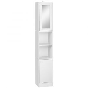 Meuble colonne de salle de bain 2 portes 2 niches blanc