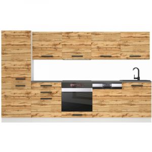 Belini - Cuisine Equipee Complete Rose Muebles de Cuisine Complets - 300 cm. Cuisine Complete avec Plan de Travail, ch&ecirc;ne wotan