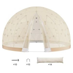 Image de Tente À Bulles Dôme-Vevor-3,66m-Abri De Camping Extérieur Avec Double Couverture Transparente Et Jaune Clair-Pour Camping, Terrasse