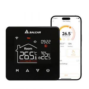 Salcar Thermostat WiFi Intelligent pour Chauffage au Sol électrique Tuya Programmable Thermostat d'ambiance Chauffage au Sol Régulateur de température 230 V avec écran LCD numérique V4W.716 16 A