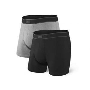 Saxx Underwear Co. Caleçon Boxeur Caleçon Boxeur Daytripper avec Support de Poche intégré Ballpark Moyen BlackGraphite Heather