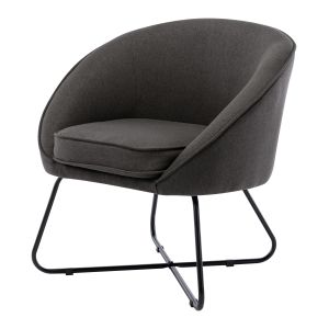 JONAS - Fauteuil Design tissu gris anthracite pieds m&eacute;tal noir