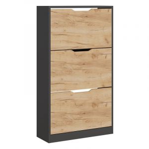 Luca, Anthracite/chêne doré, 22x105cm avec 3 compartiments Vicco