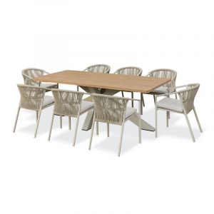 Remarquable Ensemble repas de jardin 8 places - Grège