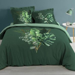 Parure de Lit 3 Pièces "Gold Tropic" 240x260cm Vert Prix