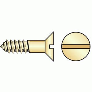 GFD Vis à bois tête fraisée fendue laiton, diamètre 3 mm, longueur 16 mm, sachet de 100 vis