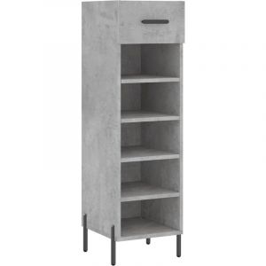 VidaXL Armoire à Chaussures, Étagère à Chaussures avec Tiroir et Pieds, Meuble à Chaussures avec 5 Compartiments Salon, Gris Béton Bois d'Ingénierie