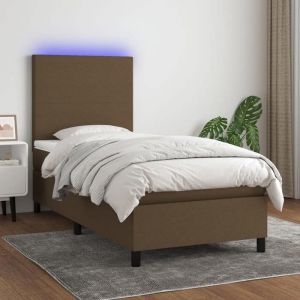 VidaXL Sommier à Lattes de Lit avec Matelas et LED, Lit Rembourré, Lit Simple, Lit Adulte de Chambre à Coucher Intérieur, Moderne, Marron Foncé 90x200cm 3134688