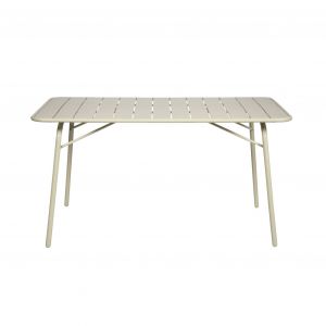 Table de jardin pliante m&eacute;tal 6 places beige Amelia 140x80cm traitement antirouille lattes et bords arrondis