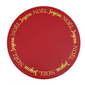 6 SETS DE TABLE CARTON ROND JOYEUX NOËL 34CM ROUGE Rouge