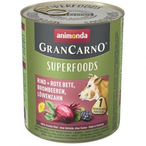Animonda GranCarno Adult Superfoods 6 x 800 g - b&oelig;uf, betteraves rouges, m&ucirc;res, pissenlit