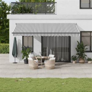 VidaXL Auvent r&eacute;tractable anthracite et blanc 5x3 m tissu et aluminium, auvent, auvent de porte, auvent de jardin, store, auvent de terrasse