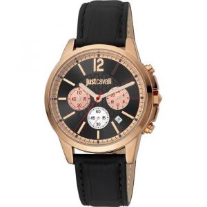 Just Cavalli Montre - Jc1g175l0235 - Quartz - Cuir Noir - Boîtier Acier 42mm