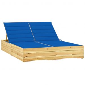 VidaXL Chaise longue double et coussins bleu royal Pin impr?gn?