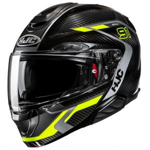 HJC Casque modulable RPHA91 Carbon Lagos MC3H noir/jaune brillant- L