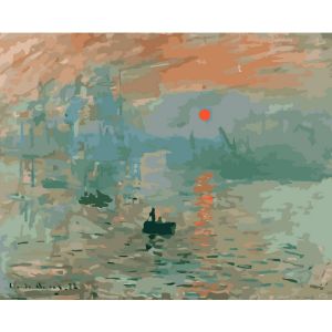 Figured'Art Peinture par Num&eacute;ro Adulte Monet Impression Soleil Levant - Activit&eacute; Manuelle Kit de Loisir Cr&eacute;atif DIY Num&eacute;ro d'Art Complet - 40x50cm sans ch&acirc;ssis en bois