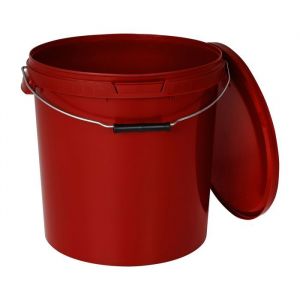 Seau avec Couvercle Plastique Alimentaire - BenBow - 1x 20L - Rouge - Hermétique - Inodore - Vide - Récipient de Stockage