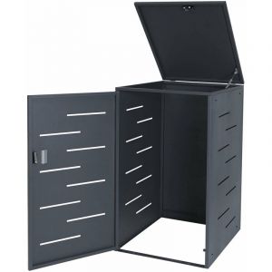 Décoshop26 Abri de poubelles extérieur conteneurs à ordures pour une poubelle avec couvercle 116,5x66x80 cm en acier anthracite 040002860