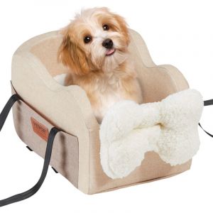 Si&egrave;ge Dauto pour Chiens de Petite Taille 36 kg-VEVOR-Lit de Voiture Sur Accoudoir Central pour Animal de Compagnie-Marron Clair