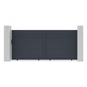 Pack portail coulissant carpatia 350x160cm + Portillon carpatia 100x160cm Gris