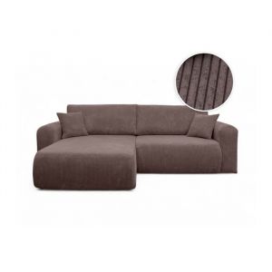 Loungitude Canap&eacute; ALYA dangle compacte r&eacute;versible et convertible 4 places en velours c&ocirc;tel&eacute; - Marron glac&eacute;