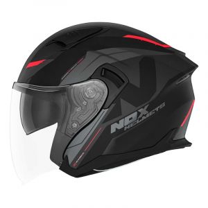 Nox Casque jet N130 Klint noir mat/rouge- XS