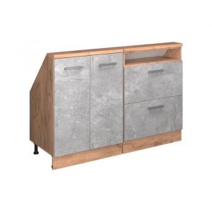 Ensembles de meuble de rangement sous pente Rion, Béton/force d'or Chêne, Lot de 2, Vicco