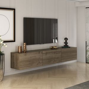 Concept-Usine Hal meuble tv suspendu avec placards 150cm noyer