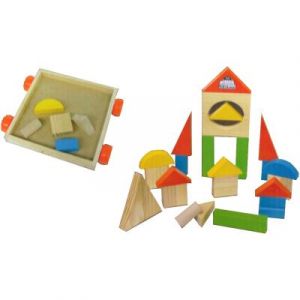 Atmosphera Wagonnet en bois avec blocs de construction - jeu de construction