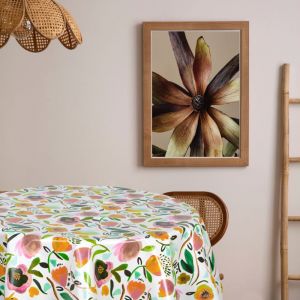 Nappe en toile cirée ronde motifs fleurs Diam. 135 cm