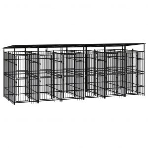 VidaXL Chenil d'extérieur avec toit pour chiens Acier 11,06 m²