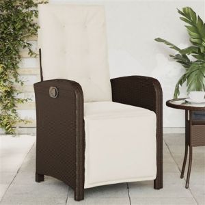 VidaXL Chaise inclinable de jardin repose-pied marron résine tressée