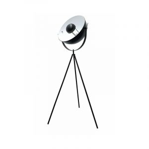 Image de Lampadaire Tr&eacute;pied Projecteur en M&eacute;tal 145cm - Noir Blanc - Blanc|Noir