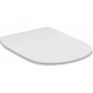 Ideal Standard Tesi, Abattant de WC à sandwich fin à fermeture ralentie, Housse de toilette avec charnières en acier inoxydable, Blanc